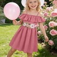 thumbnail image 2 of HCNTES Toddler Girls Baby Summer Dress Ruffle Sleeve Casual Party Dress for Little Children Big Kids 1-6T 7-12T(4-5 Years,H03-Pink), 2 of 9