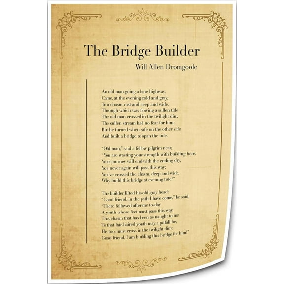 The Bridge Builder Poem Wall Art Home Giclee Canvas Printing Modern Paintings for Living Room Canvas Artwork Painting for Bedroom (8.00''x12.00'',Framed)