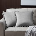 thumbnail image 2 of Pillowcase Home 2-pack Velvet Trim With Fringe Boho Grey, 2 of 5