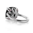 thumbnail image 2 of Gem Stone King 925 Sterling Silver Black Onyx and Pink Lab Grown Diamond Engagement Ring for Women (8.25 Cttw, 14MM Cushion Checkerboard, Size 9), 2 of 4
