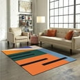 thumbnail image 3 of Retro Irregular Color Pattern Area Rug, Abstract Green Orange Geometric Art Kids Rugs, Washable Rug Non-Slip Breathable Durable For Kids Rug Teen Room Living Room Bedroom Sofa Mat, 3 of 7