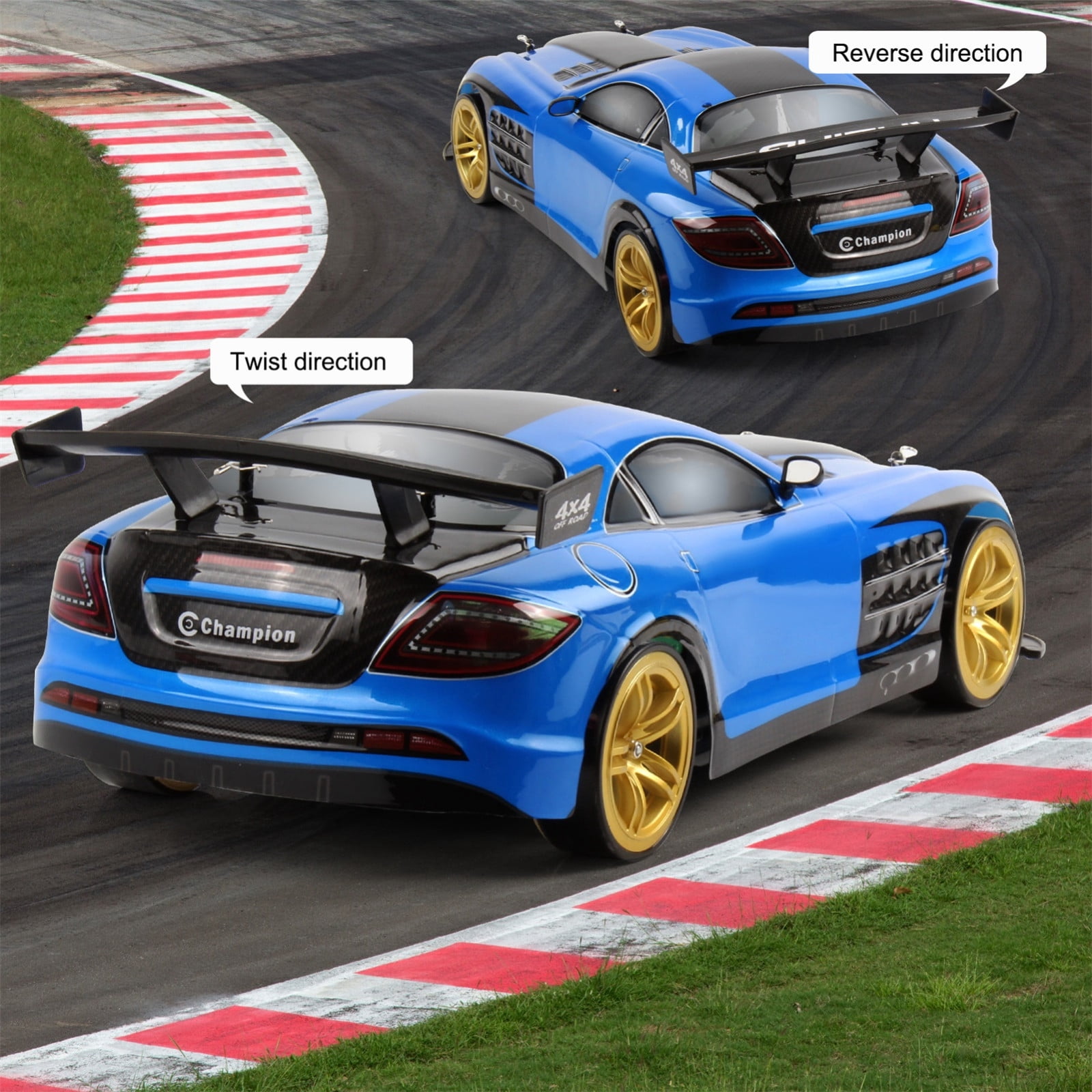 Fridja 1:10 70km/h 2.4G RC Car 4WD Double Battery High Power LED Headlight Racing Truck