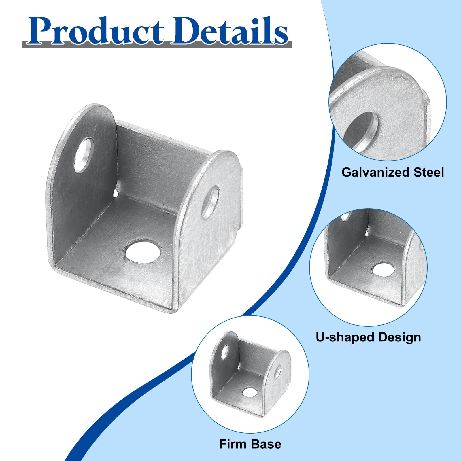 Uxcell 20 Pcs U Bracket for 0.83" Panels, 22 x 24 x 24mm Metal U Shaped Fasteners Brackets for Guardrail or Partitions Connection, Silver