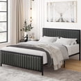 thumbnail image 4 of Taomika Queen Size Modern Faux Leather Upholstered Platform Bed, Grey Bed Frame, 4 of 7