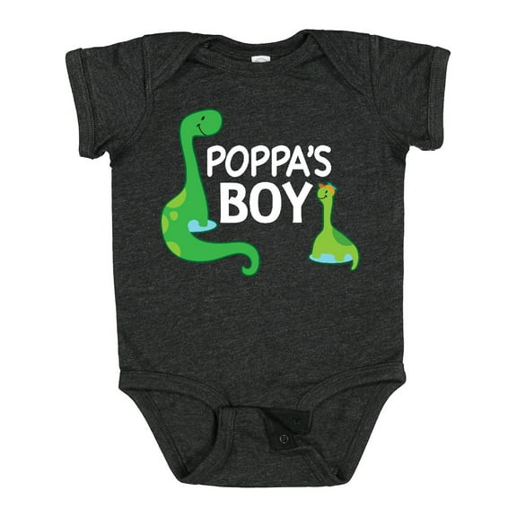 Inktastic Poppa's Boy Grandson Dinosaur Boys Baby Bodysuit