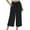 C-Black7, variant on DHFJKG Women's Casual Capri Pants Linen High Waisted Solid Color Loose Fit With Tight Waist Lace Up Wide Leg Cropped Pants Stylish Trousers