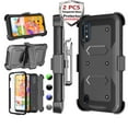 thumbnail image 1 of Njjex Phone Cases for Samsung Galaxy A01 5.7" 2020, [2 Pack Temerped Glass Screen Protector] Combo Holster Belt Clip [Heavy Duty] [Kickstand] Full-Body Rugged Holster Case (Black), 1 of 9