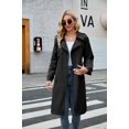 thumbnail image 2 of Double Breasted Spring Fall Women Solid Color Lapel Long Casual Trench Coat, 2 of 7