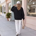 thumbnail image 4 of Sorvello Sweatshirt For Women Crewneck Fleece Pullover Sweatshirts No Hood Oversized Long Sleeve Tops Casual Comfy Fall Clothes Black L, 4 of 6