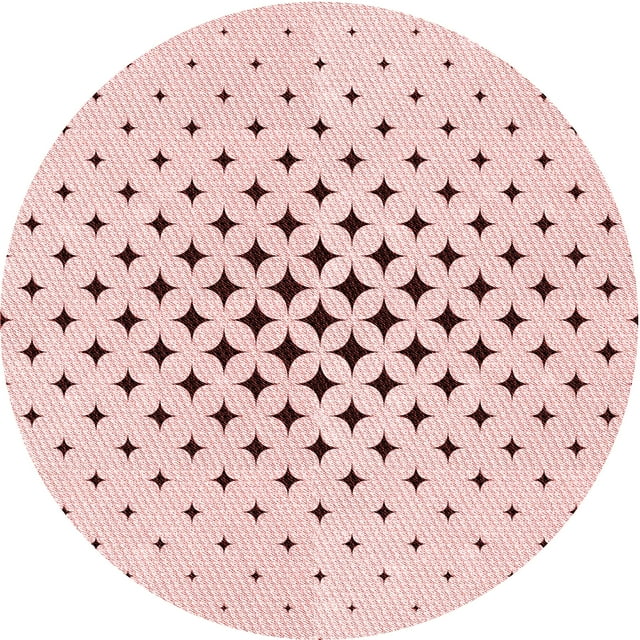 Ahgly Company Tapis Rond Lavable en Machine Intérieur Transitionnel Rose Bubble Gum Rose, 8 Pieds Rond