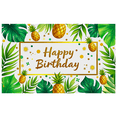 thumbnail image 3 of Tropical Themed Happy Birthday Banner with Pineapples and Leaves Party Decoration Backdrop for Birthday Parties Photography Props and Decorations, 3 of 7
