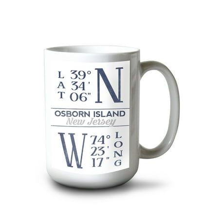 

15 fl oz Ceramic Mug Osborn Island New Jersey Latitude and Longitude Dishwasher & Microwave Safe