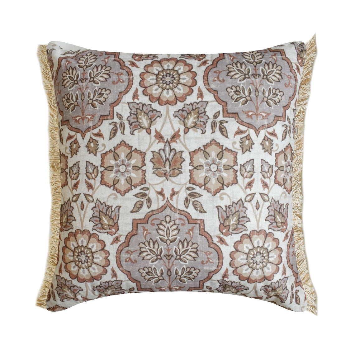 Fall Decorative Throw Pillow cover Beige & Gray 22"x22" (55x55 cm) Velvet Art Deco, Autumn Decor, Fall Decor, Printed, Lace Pillow cover, Floral Modern Style - Autumn Serenade