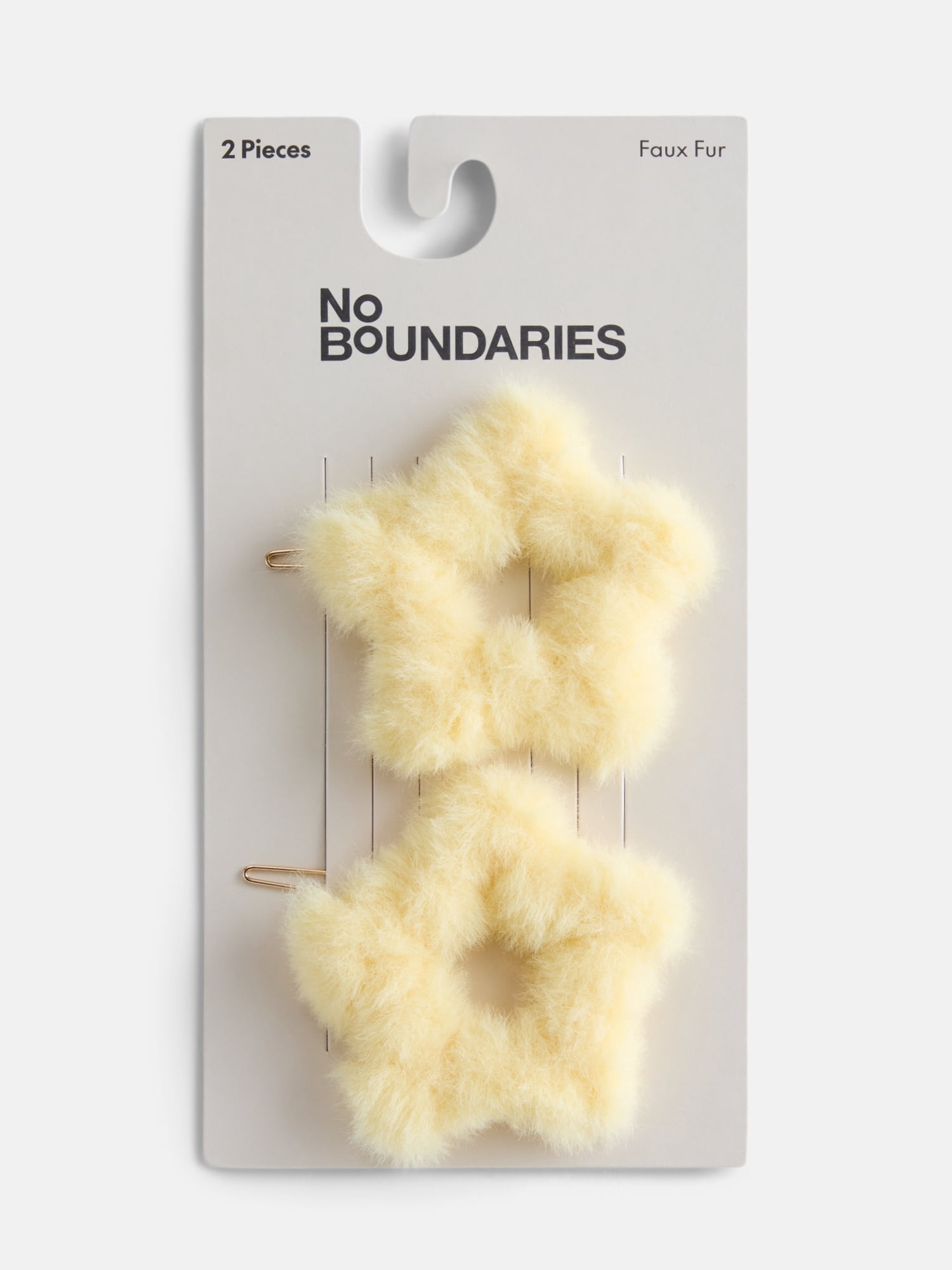 No Boundaries Women’s Faux Fur Star Hair Clip, Yellow, 2 Pack, One Size