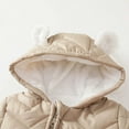 thumbnail image 4 of Baby Toddler Girls Boys Winter Hooded Romper Snowsuit Booties Cotton Jumpsuit Outfits Khaki 1-2 Years, 4 of 6