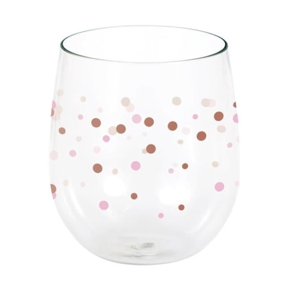 Rose All Day 14 Oz Polka Dots Plastic Stemless Win