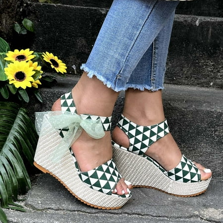 

YTJX Sandals For Women Ladies Wedges Sandals Causal Peep Toe Shoes Classic Fit Sandals
