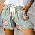 thumbnail image 2 of Stretchy Shorts for Women High Waisted Drawstring Summer Elastic Waist Lightweight Summer Casual Beach Shorts with Pockets S-2XL, 2 of 4