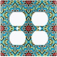 thumbnail image 3 of Metal Light Switch Plate Cover Mandala Blue Red Flower Tile Pattern MDL014, 3 of 14