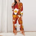 thumbnail image 2 of Picia Happy Thanksgiving Three Gnomes Pattern Women’s Long-Sleeve Sleepwear Set - Soft 2-Piece Loungewear with Pockets, Comfy PJs for Relaxing Nights-XX-Large, 2 of 7