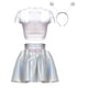 thumbnail image 4 of Disfraz de astronauta espacial para mujer, camiseta sin mangas corta metálica brillante con falda, aro de pelo de extraterrestre, ropa de fiesta temática para discoteca, 4 of 5