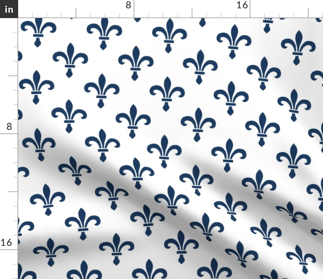 Printed Tea Towel, Linen Cotton Canvas - Fleur De Lis Blue White Gothic  Medieval French Print Decorative Kitchen Towel by Spoonflower 