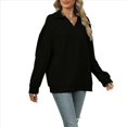 thumbnail image 2 of Camisetas para Mujer, de Larga, con Banda en la Parte Inferior, Informales, de Negocios, con Cuello en V Negro L, 2 of 10