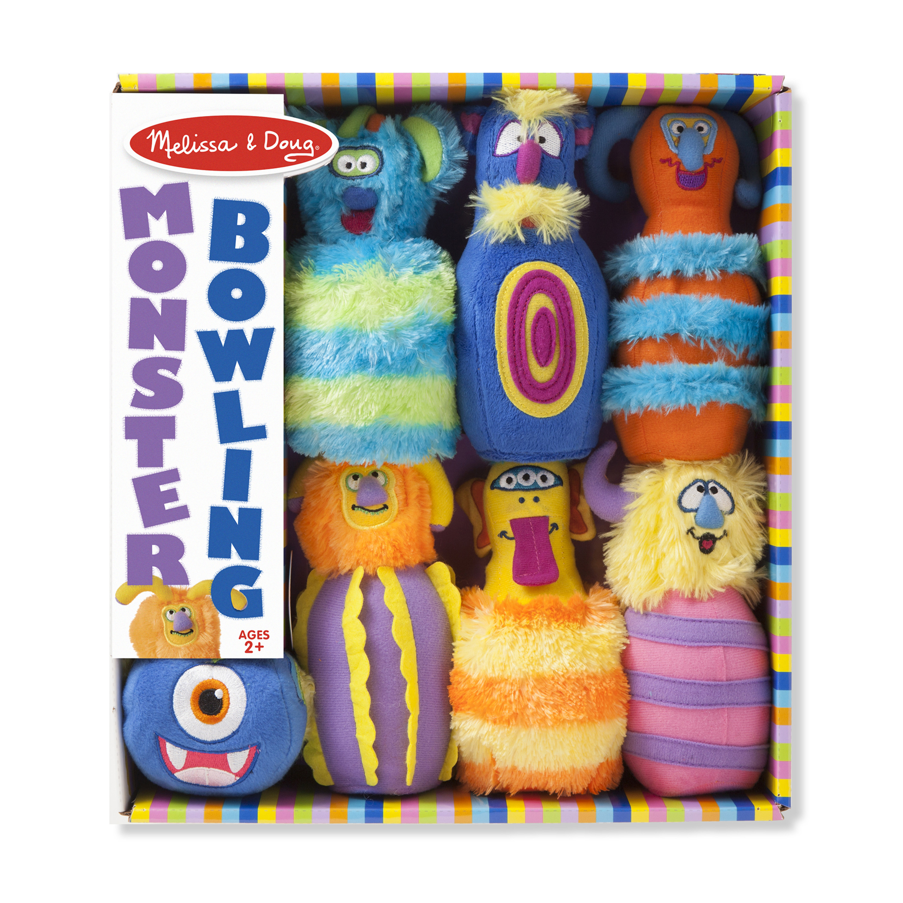 Melissa & Doug Fuzzy Monster Bowling Pins & Ball With Mesh Storage Bag (8-Piece Set) - image 3 of 9