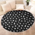 thumbnail image 4 of Black Halloween Cat Skull Pattern Round Blanket,Comfortable Soft Flannel Throw Blanket,All Season,Warm Lightweight Blankets for Sofa Bed Couch Living Room Chair 60"x60", 4 of 5