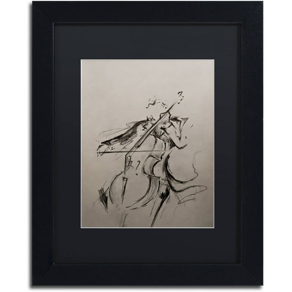 Trademark Fine Art 'The Cellist Sketch' Canvas Art by Marc Allante, Black Matte, Black Frame