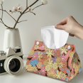 thumbnail image 2 of COEQINE Facial Tissue Box Cover PU Leather Rectangle Tissue Case Organizer Modern Decorative for Living Room, Kitchen, Office, Car, Outdoor Tent, Home Decor, Hippie Flower Orange Yellow, 2 of 7