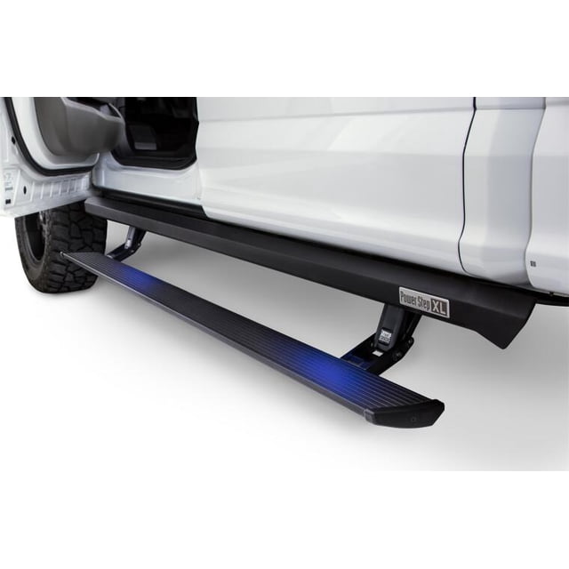 Amp Research Planche de Course 77254-01A PowerStep TG; Texturée; Noire; Aluminium Moulé sous Pression; avec Système de Lumière LED; Boulons de Montage sur Cadre; avec Kit de Câblage Plug-N-Play; Capacité de 600 Livres