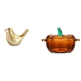 thumbnail image 1 of Figura de pájaro dorado de cristal con forma de calabaza, estatua de animal, adorno decorativo moderno para el hogar, escultura de pájaro, plato de du, 1 of 8