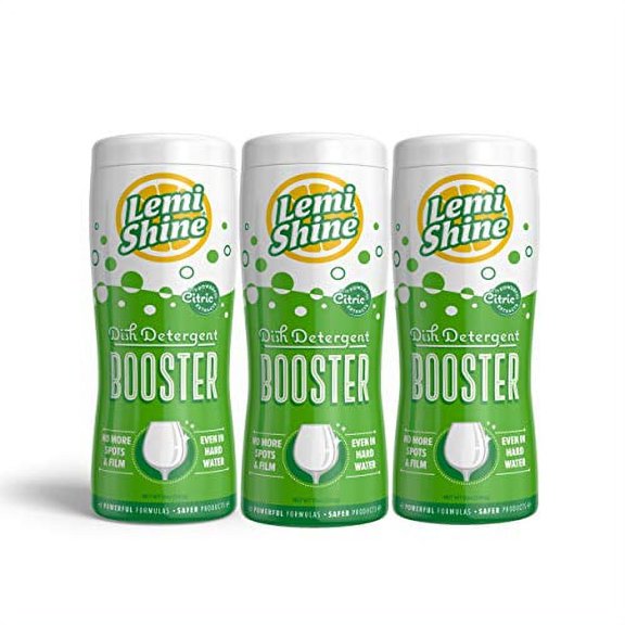 Lemi Shine Booster - Natural Lemon Dishwasher Detergent Additive And Hard Water Spot Remover For Glass & Dishes With Natural Citrus Extracts, 12Oz Container, 3 Pack Bundle
