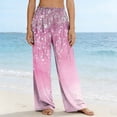 thumbnail image 4 of MYAOYI Women's Casual Sparkle Star Pants, Smocked High Waist Wide Leg Trousers with Pockets, 4 of 7