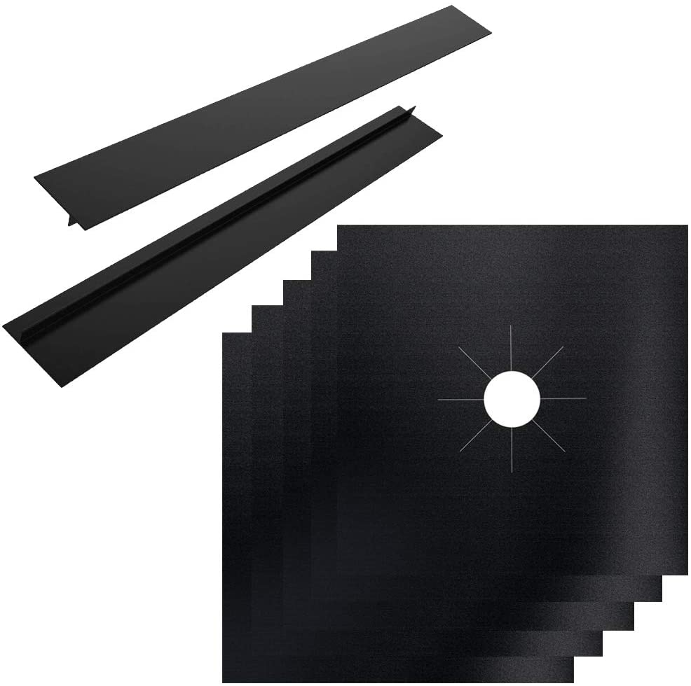 5 Pack Reusable Gas Range Protectors + 2 Pack Silicone Stove Counter
