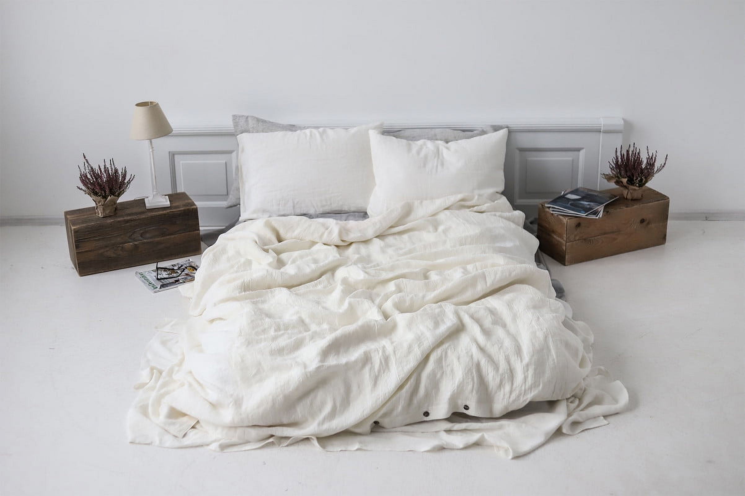 Pavish Export Ivory Bedding Duvet Cover Set 3 Pieces 100% Washed Cotton Duvet Cover Linen Like Textured Breathable Durable Soft Comfy Twin