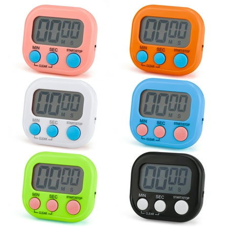 AOWOO 6 Pack Digital Kitchen Timer, Digital Timer with Big Display Loud Ring, Cooking Timers for Kitchen, Electronic Timer for Cooking, Game, Gym, Break Time, Classroom