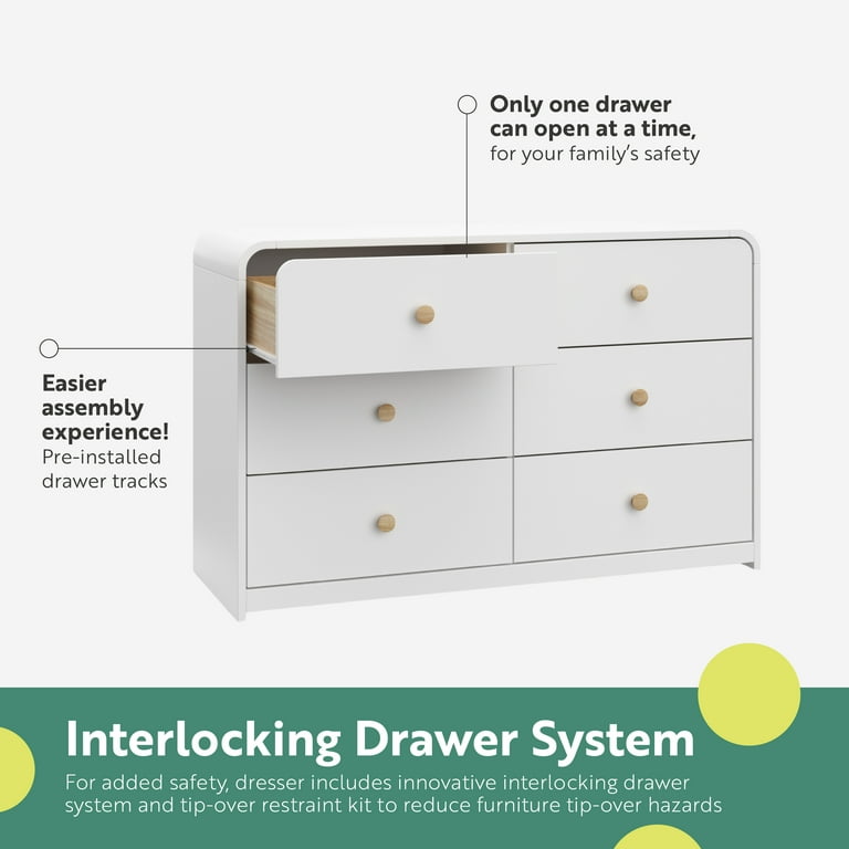 Storkcraft Santos Drawer Nursery Double Dresser, White