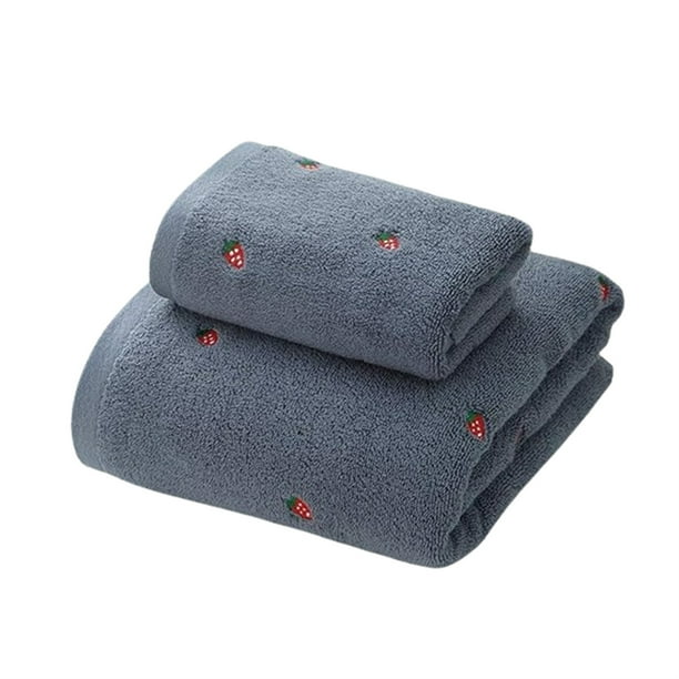 Juego de Toallas Billuyoard 2 unids/set diseño bordado de fresa gris oscuro