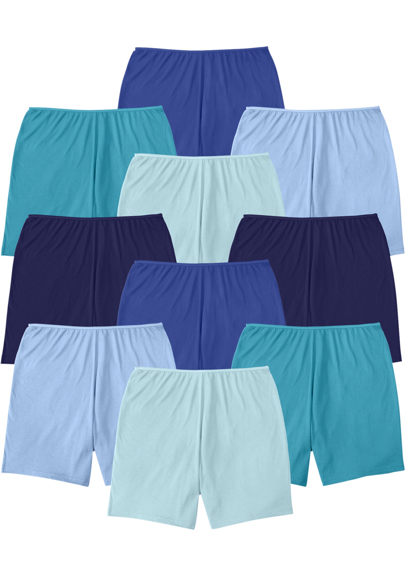 Comfort Choice Womens Plus Size 10-Pack Cotton Boyshort Underwear Blue Multi Pack 11