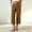 Coffee, variant on Women's High Waist Linen-Look Wide Leg Cropped Pants Button & Zip Fly Casual Capri Trousers with Pockets Gray M