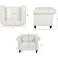thumbnail image 2 of Holaki 85" Chesterfield Fabric 3 Seater Couch+39" Single Chair Set Furniture,Upholstered Sofa with Tufted Back,Roll Arm Classic Chesterfield Settee Couches for Living Room,Office, 2 of 9