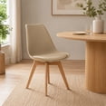 thumbnail image 1 of Silla de Comedor Moderna con Asiento Acolchado de Diseño Minimalista Tipo Eames Pedestal - Silla Ergonomica Acojinada con Estructura de Madera Ideal para Interior Beige, 1 of 5