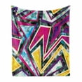 thumbnail image 1 of Diamond Soft Flannel Fleece Blanket, Digital Diamond Motifs with Diagonal Technique Effects Pop Art Style Print, Cozy Plush for Indoor and Outdoor Use, 60" x 80", Pink Yellow Green, by Ambesonne, 1 of 6