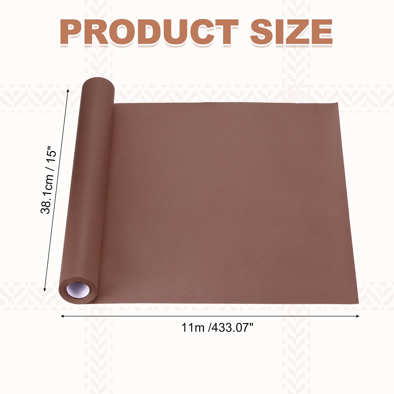 Uxcell Kraft Wrapping Paper Roll, 15" x 433"(36 ft) Decorative Paper for Gift Wrapping Bouquet Flower Bulletin Board Art Painting Craft Packaging Shipping, Coffee Color 80GSM