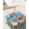 thumbnail image 3 of 52x70 Inch Outdoor Tablecloth with Umbrella Hole Zipper Rectangle Turtle Rectangular Tablecloths Outside Waterproof Coastal Blue Ocean Sea Coral Starfish Shell Patio Table Cover for Picnic Party, 3 of 8