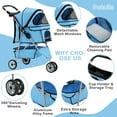 thumbnail image 6 of CL.HPAHKL Dog Stroller, 3 Wheels Foaldable Cat Stroller Dog Cat Cage Jogger Stroller for Medium Small Dogs Cats, Pet Stroller with Storage Basket and Cup Holder Portable Lightweight for Travel, 6 of 8
