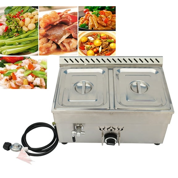 INTBUYING Food Warmer Commercial Buffet Food Soup Warmer Countertop Steam Table 2-Pan Stainless Steel
