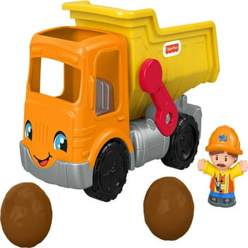 Fisher-Price Little People Work Together Dump Truck Toddler Construction Toy with Music & 3 Pieces
